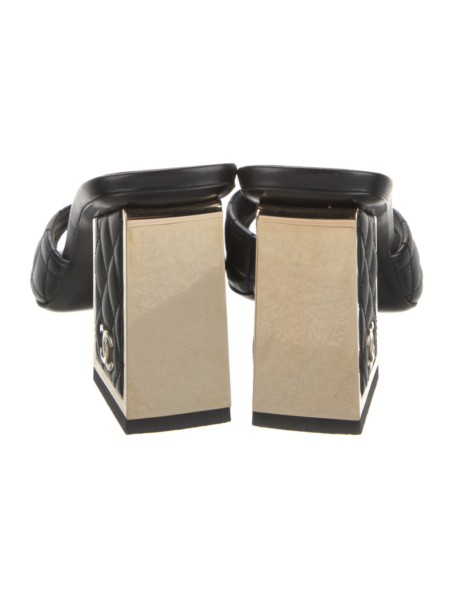 Chanel Interlocking CC Logo Leather Slides